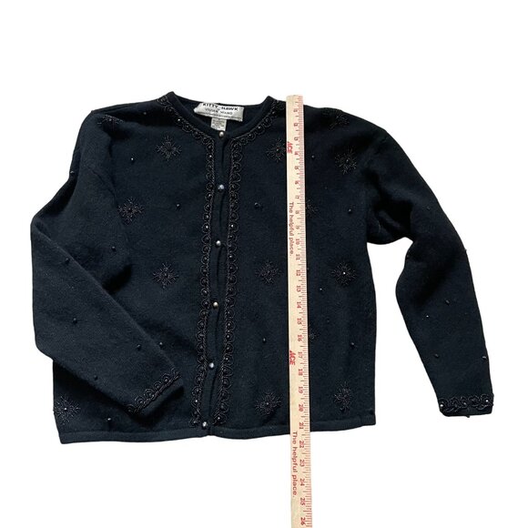 Kitty Hawk by Vivian Wang Embellished Wool Cardigan Sweater Women's Medium Black - Picture 5 of 7